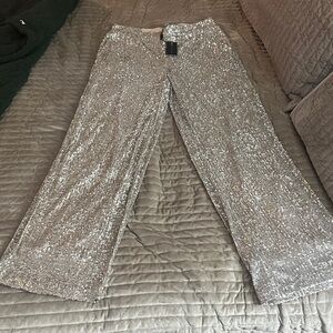 Cable & Gauge Sparkling Silver Sequin Pants